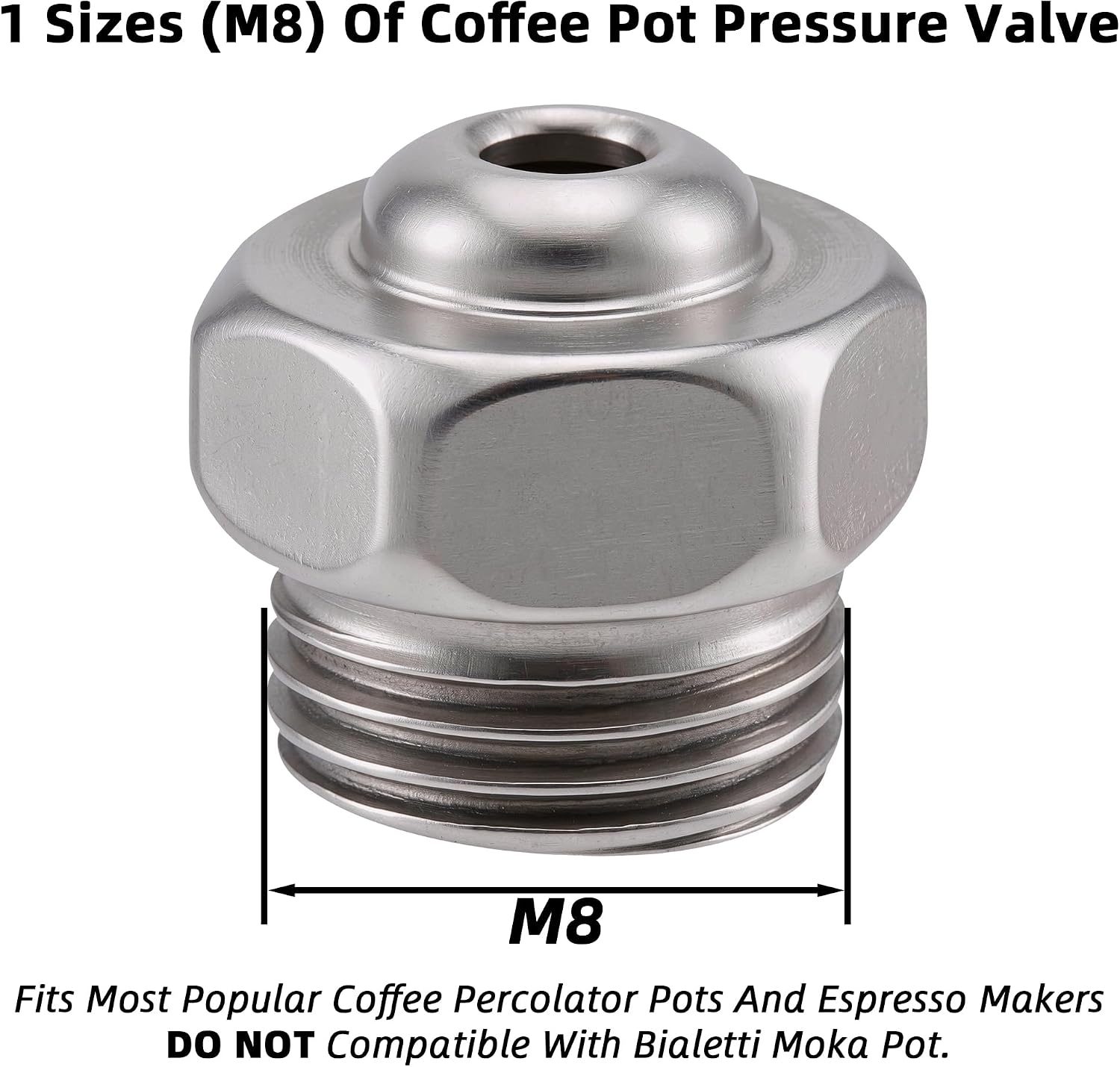 Stainless Steel Safety Relief Valve for Moka Express Stovetop Coffee Pot Accessories Espresso Pot Relief Valve Replacement for Moka Pot Pressure Reducing Coffee Makers Spare Part (M8)