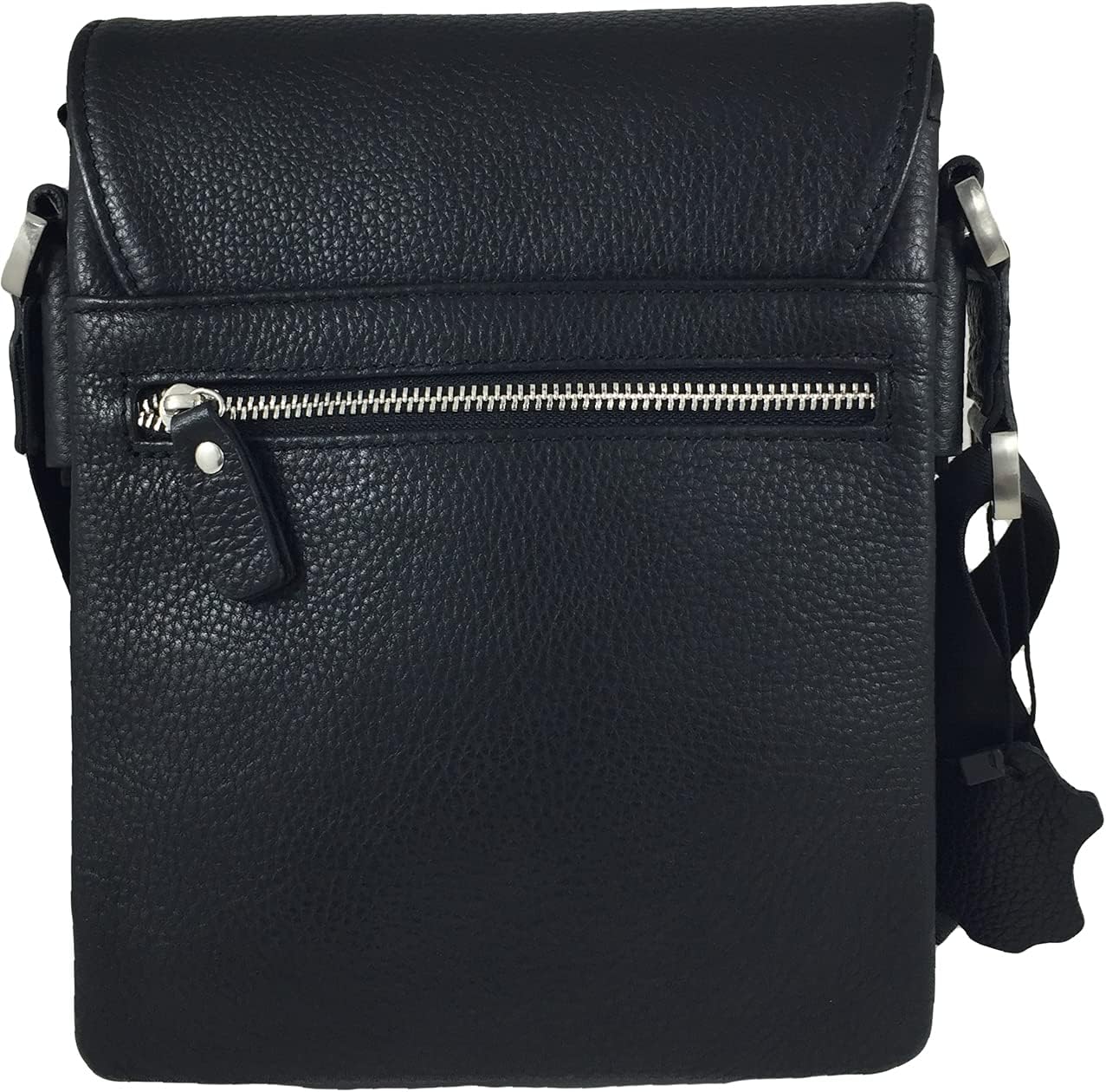 Men's Genuine Leather Small Cross Body Shoulder Messenger Bag (Black, Small)