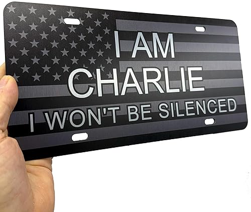 Miniatura 69 de JASS GRAPHIX Placa de matrícula personalizada con la bandera estadounidense de línea amarilla, homenaje personalizado a despachadores y operadores