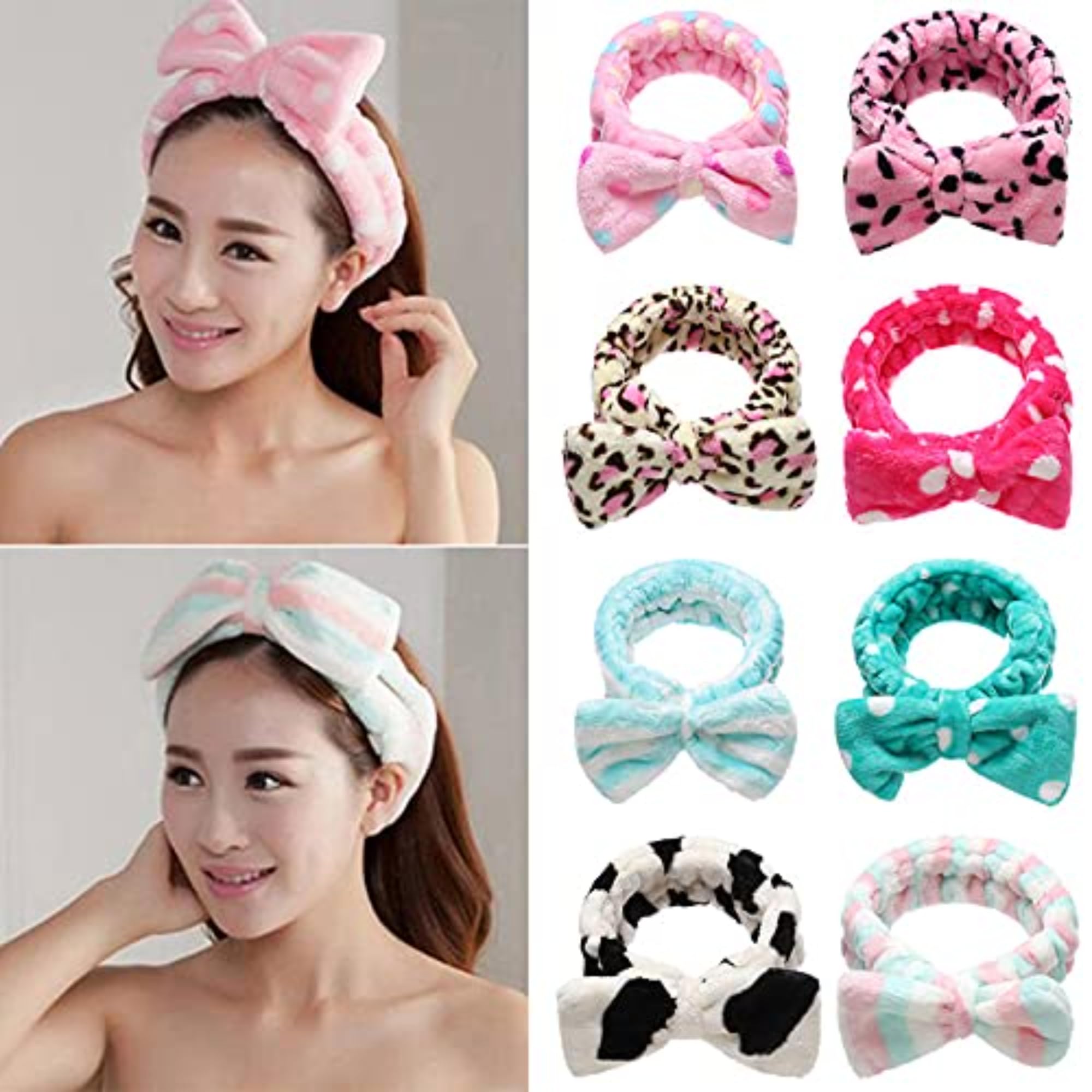Nest Glow Face Wash Spa Headband Pack of 4 for Women & Girls | Soft Coral Fleece Bow Hair Band for Makeup, Yoga & Shower-image-39