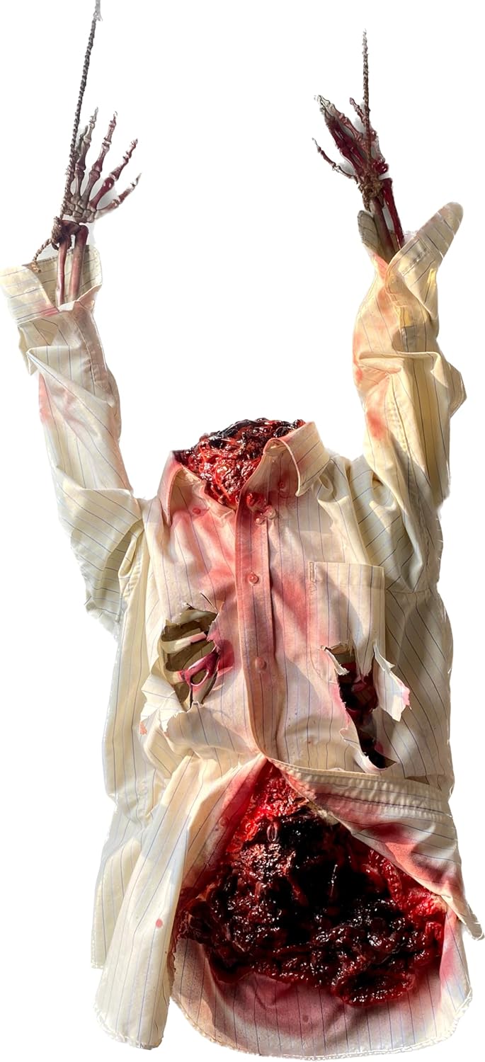 Gory Halloween Decorative Body Parts and Props. These Severed Body Parts with Fake Guts are Great for Halloween! Great Clothing Styles Will Vary.