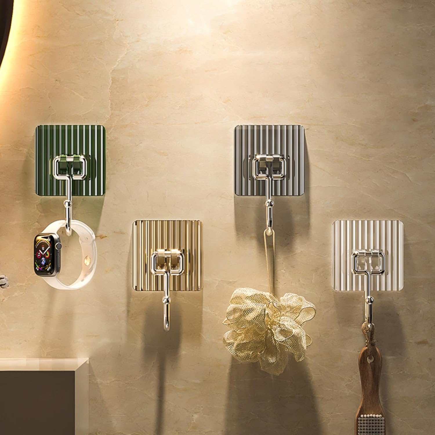 Large Adhesive Hooks for Hanging Heavy Duty 40 lb(Max) Large Wall Hooks Acrylic Hooks Coat Towel for Bathroom Kitchen Grey DJA183-02