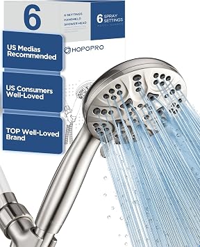 6-Mode High Pressure Handheld Shower Head Set, Consumer Reports Recommended HOPOPRO High Flow Hand Held Showerhead with 59 In