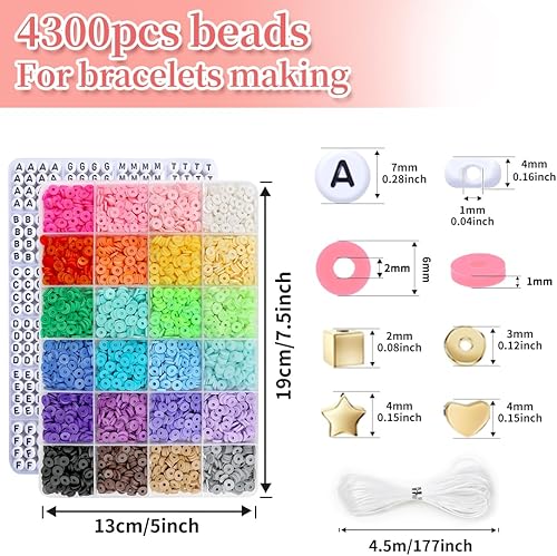 Miniatura 2 de Praisebank Juego de cuentas de arcilla, 4300 piezas multicolor, cuentas de arcilla polimérica, cuentas de letras, cuentas, kits de cuentas, cuentas