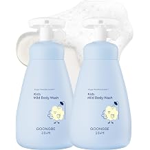 غسول الجسم GOONGBE Kids Mild - منظف الجسم الكوري للأطفال - مرطب ومنعش، رغوة فقاعية ناعمة منخفضة الرقم الهيدروجيني مع البانثينول والأحماض الأمينية - رائحة خالية من مسببات الحساسية، 10.1 أونصة. 2 حزمة