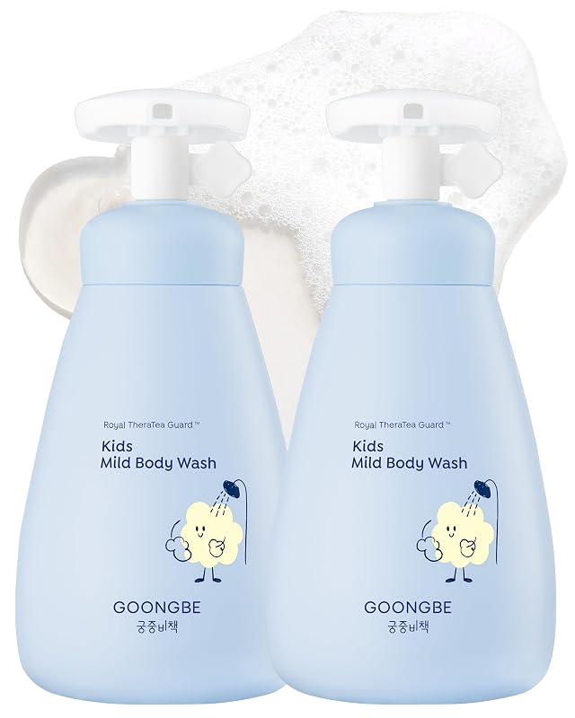 GOONGBE Sabonete Líquido Corporal Infantil com Espuma Suave, pH baixo, Pantenol e Aminoácidos, 300 mL, Pacote com 2