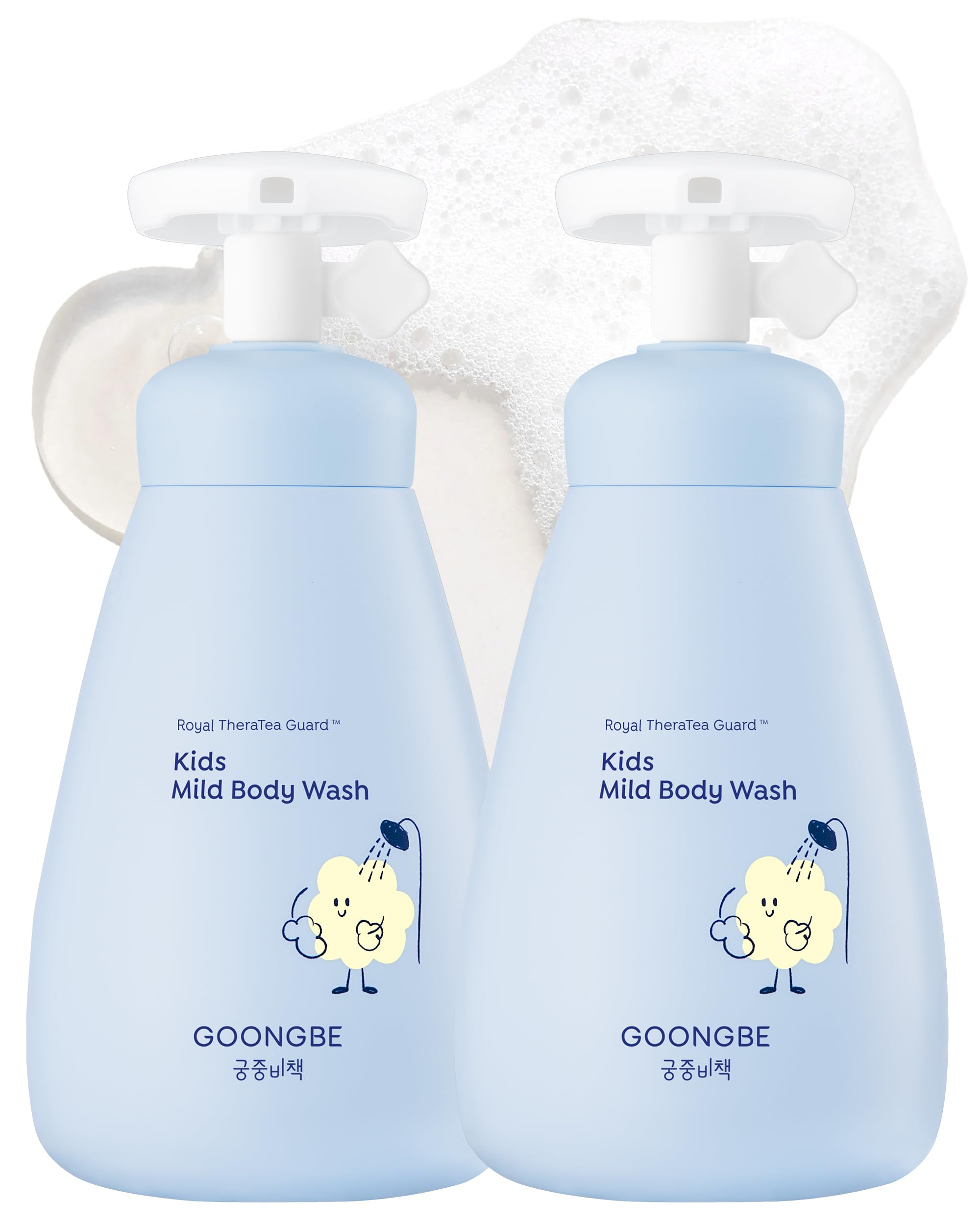 GOONGBE Kids' Mild Body Wash - Korean Kids Body Cleanser - Hydrating & Refreshing Low pH Soft Bubble Foaming with Panthenol and Amino Acids - Allergen