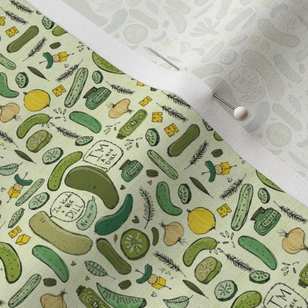 Spoonflower Fabric - Big Pickle Small Scale Pickles Food Green Onion Hipster Printed on Petal Signature Cotton Fabric Fat Quarter - Sewing Quilting Apparel Crafts Decor