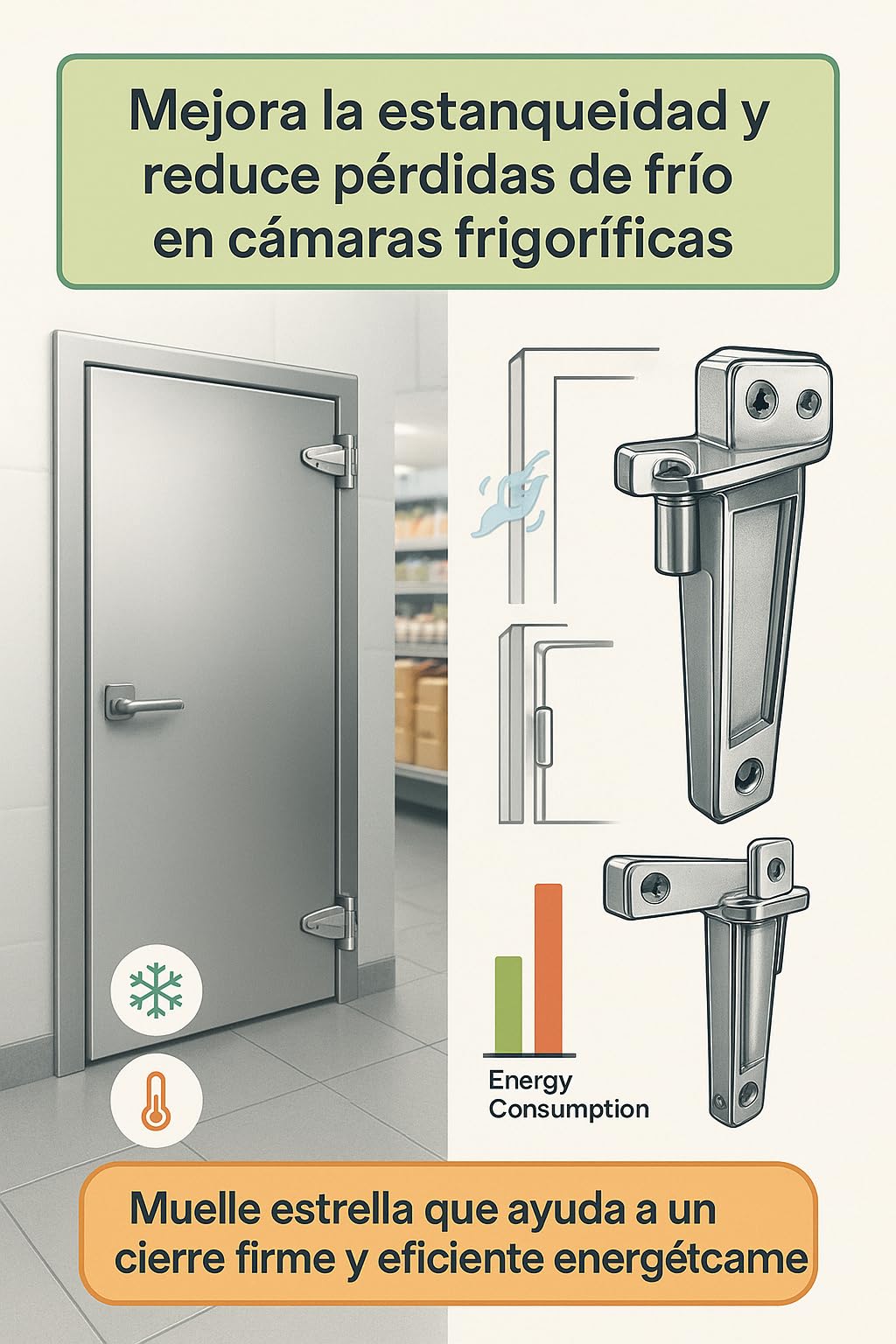 Bisagra Pivot Zamak Con Muelle Estrella 95FI68341 Para Puerta Camara Frigorifica Derecha Izquierda Resorte Torsion Nevera Industrial Profesional Bisagra Refrigerador Hosteleria
