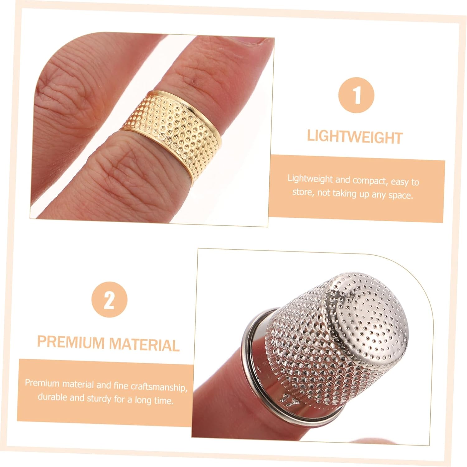 SEWOART 15pcs Professional Thimble Sewing Finger Pusher Material Thimble for Hand Sewing Finger Protectors for Embroidery