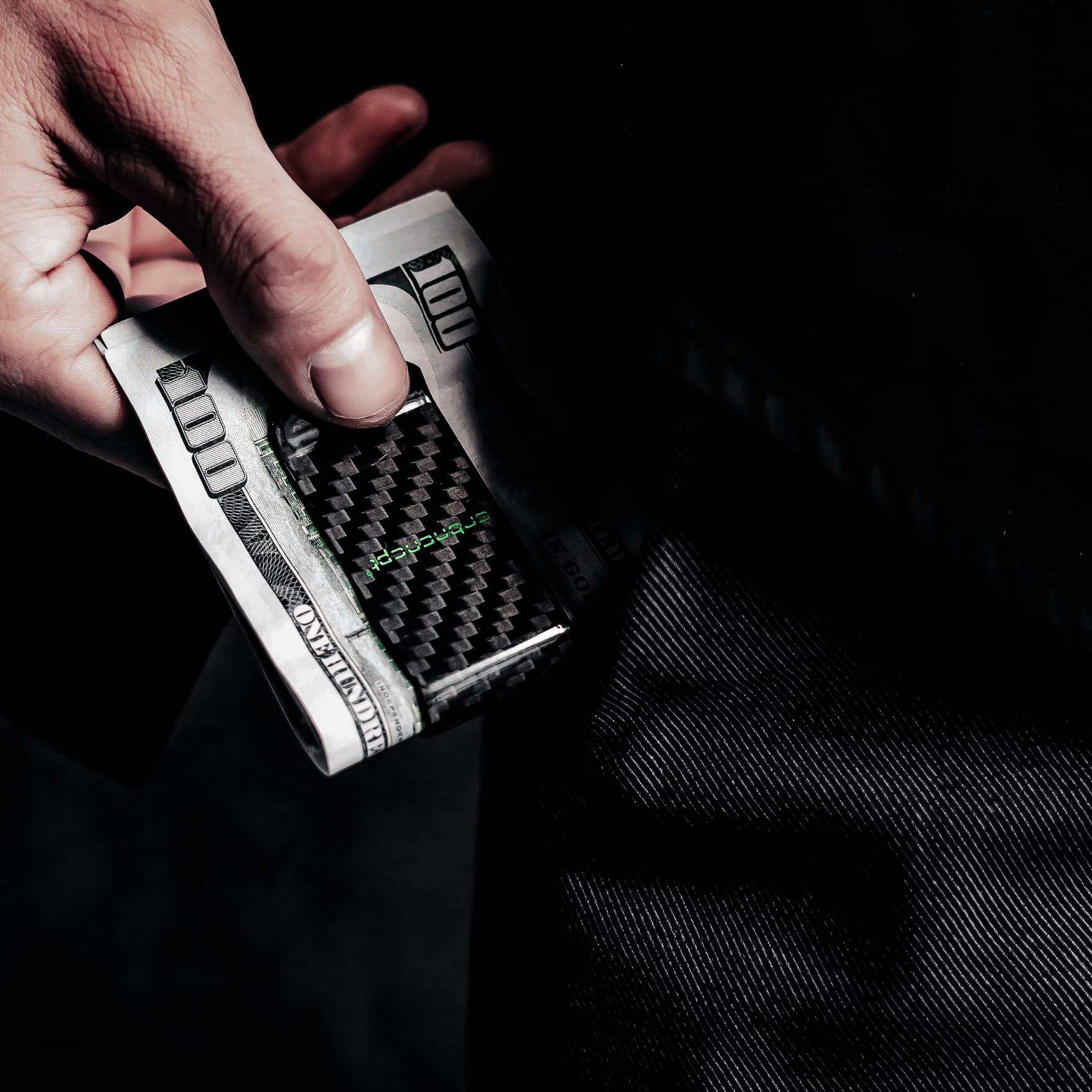 Pince à Billets en Fibre de Carbone | Pince à Argent | Organisateur de Billets pour Homme Noir