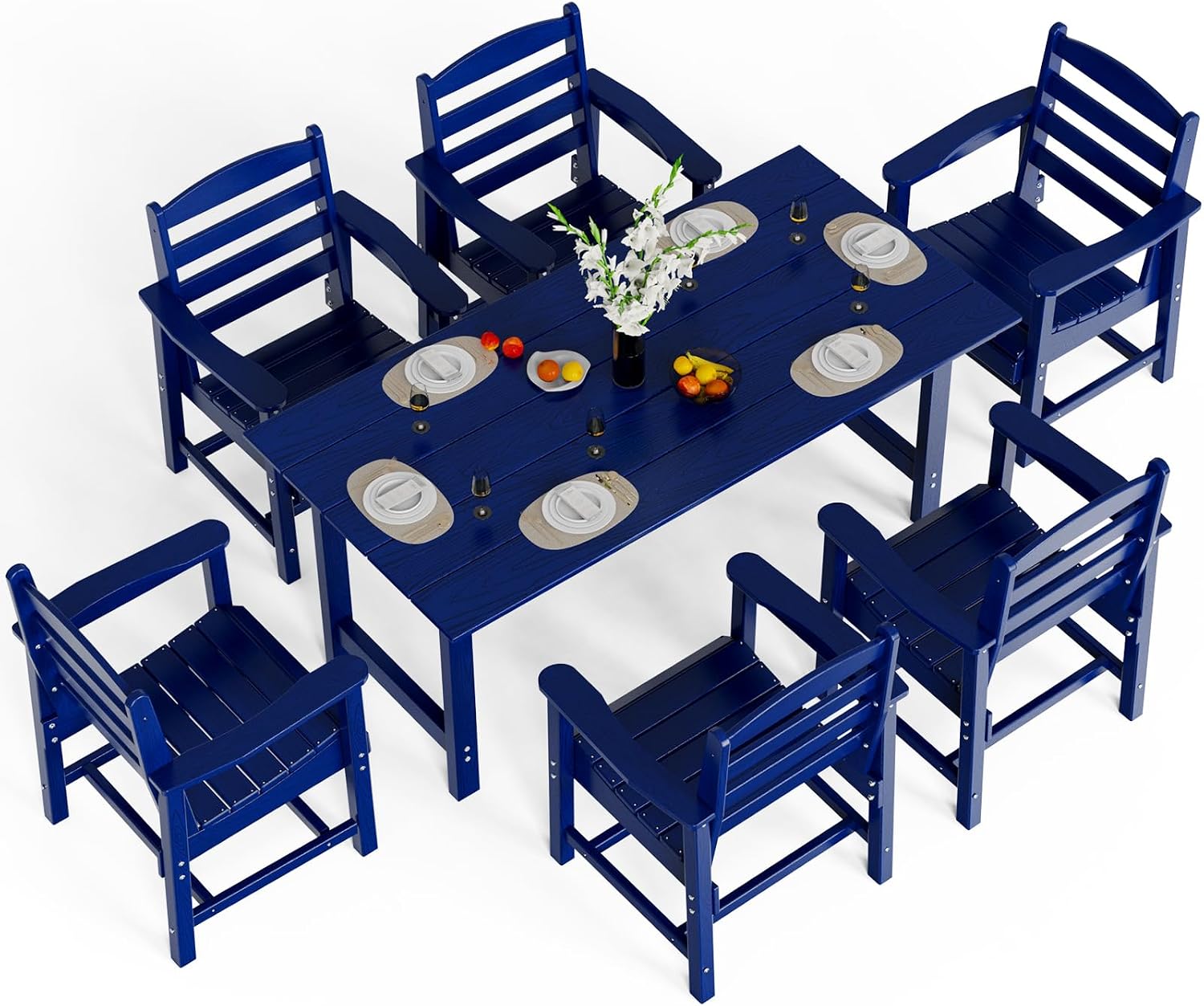 Amazon.com: VINGLI 7-Piece Outdoor Patio Dining Set, HDPE All-Weather ...
