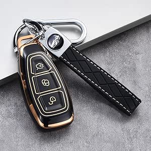 PU Leder Autoschlüssel Hülle Für Chrysler Jeep Dodge - Schwarz Schutzcover