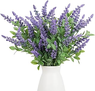 Artificial Plants Greenery Stems 6Pcs 25inch Fake Lavender Greenery Branches Fake Flowers for Wedding Centerpiece Spring Easter Farmhouse Home Decoration (6, Purple Lavender)