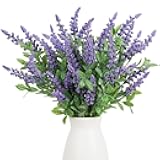Artificial Plants Greenery Stems 3Pcs 25inch Fake Lavender Greenery Branches Fake Flowers for Wedding Centerpiece Spring Easter Farmhouse Home Decoration (3, Purple Lavender)
