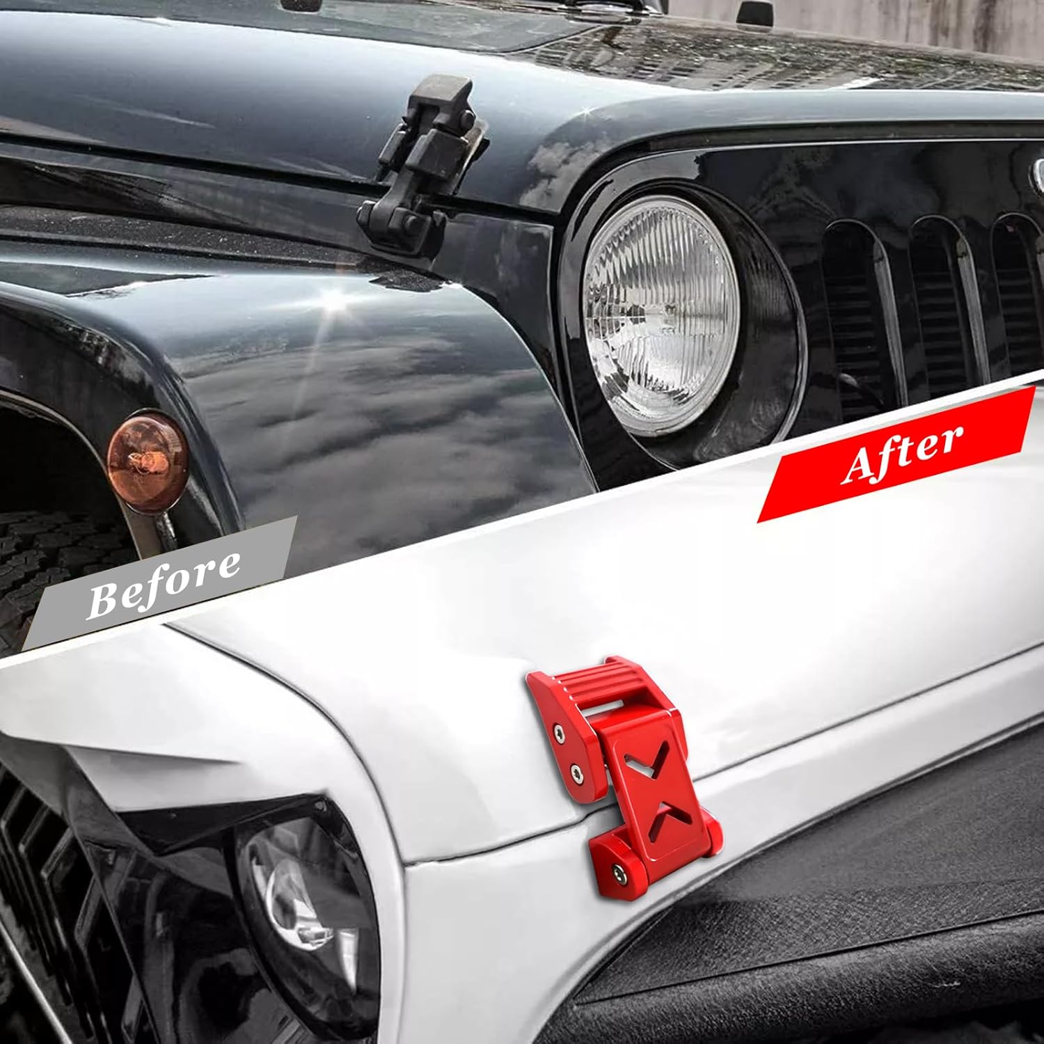 Hood Latch is Adjustable and Compatible with Jeep Wrangler JK/JKU 2007-2017, JL/JLU 2018-2023 and Jeep Gladiator 2020-2023