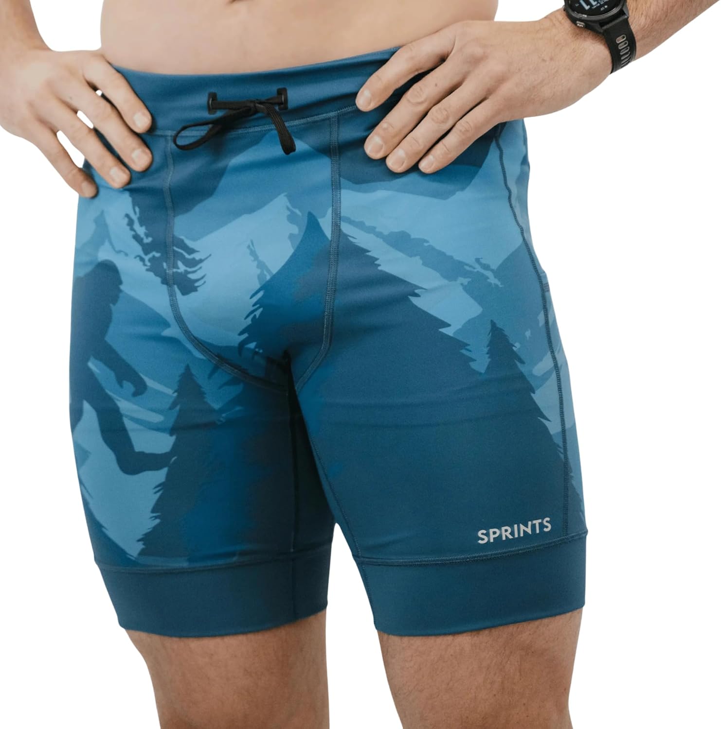 Sprints Mens Flexion 8" Compression Shorts with Pockets & Drawcord