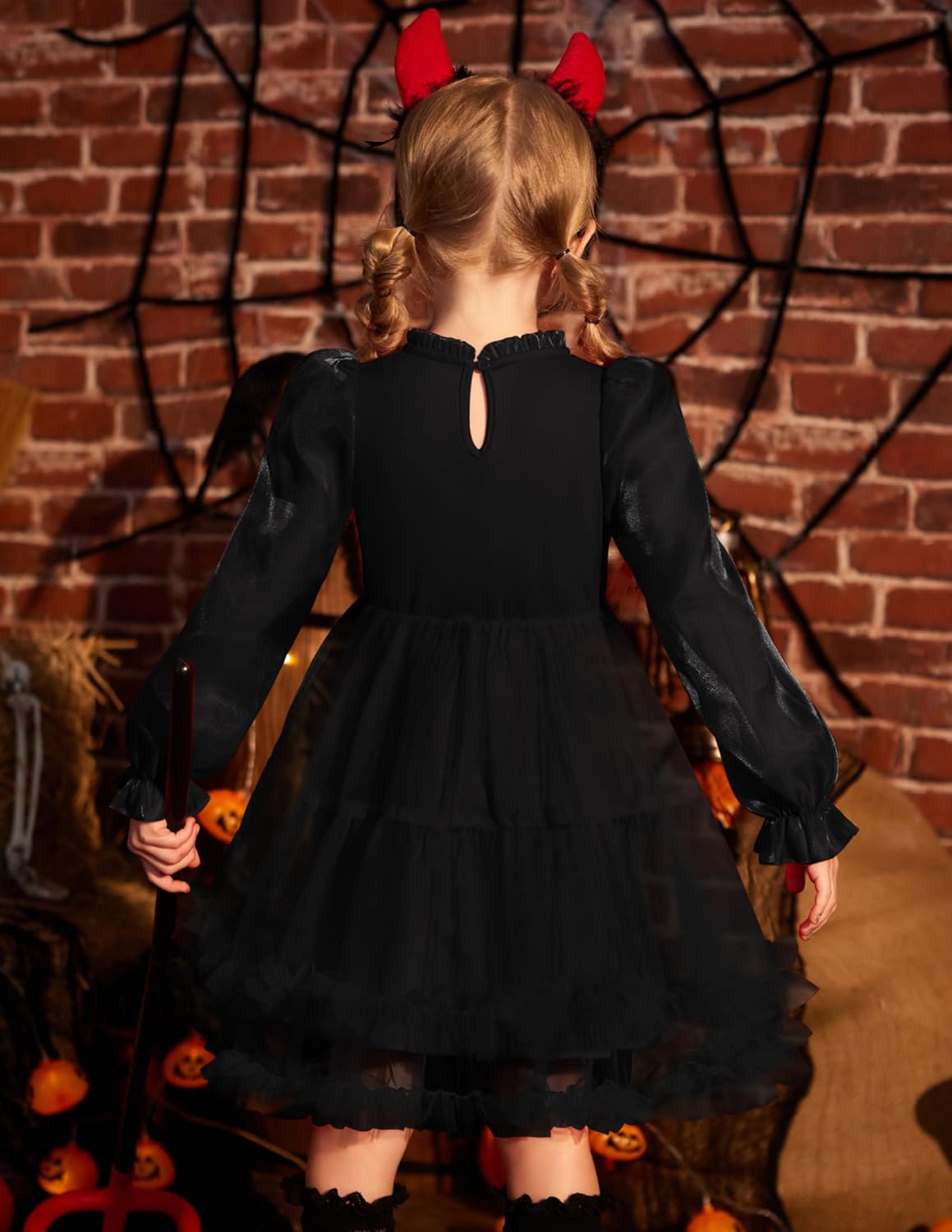 Arshiner Toddler Tutu Dress Girls Puff Long Sleeve Fall Winter Formal Party Tulle Dresses 3-8Y - Image 2