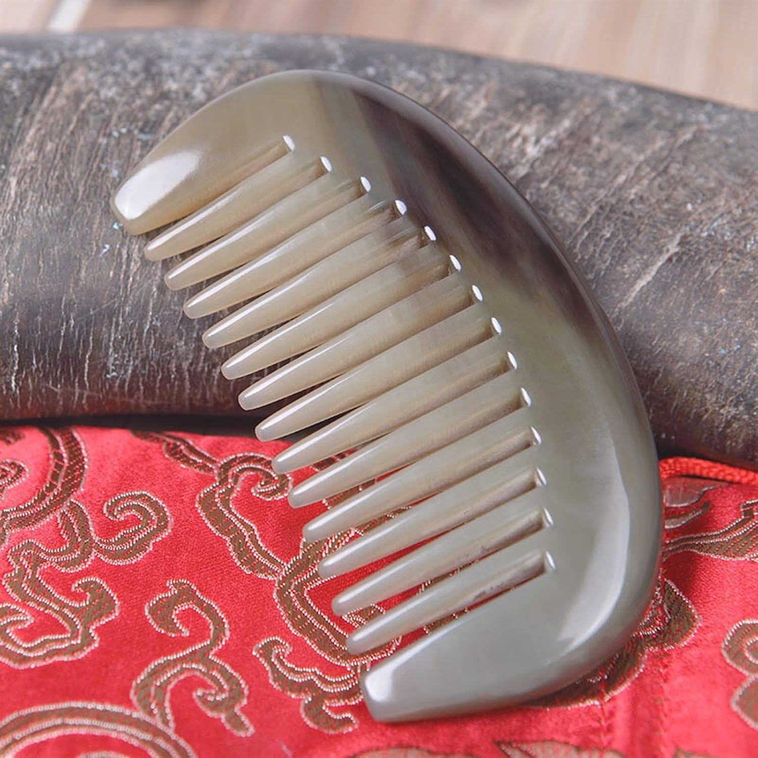 Comb Ultra Smooth Hair Combs - Handmade Natural Buffalo Horn Comb with Anti-static, wide tooth health massage comb Pocket Size, 4.3" Hair comb