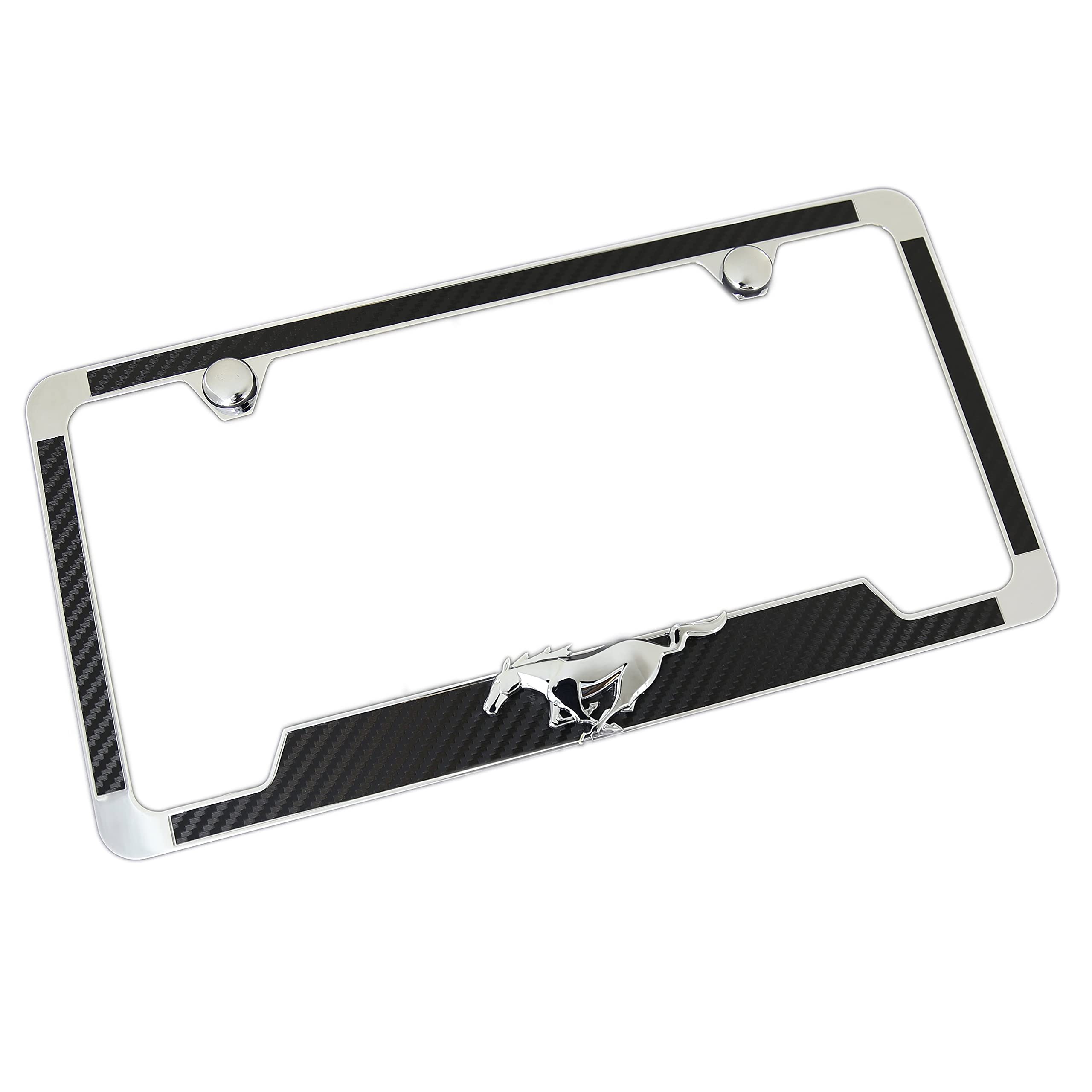 License Frame Inc. License Frame, Inc. 3D Pony Carbon Fiber License Plate Frame Holder for Ford (Black)
