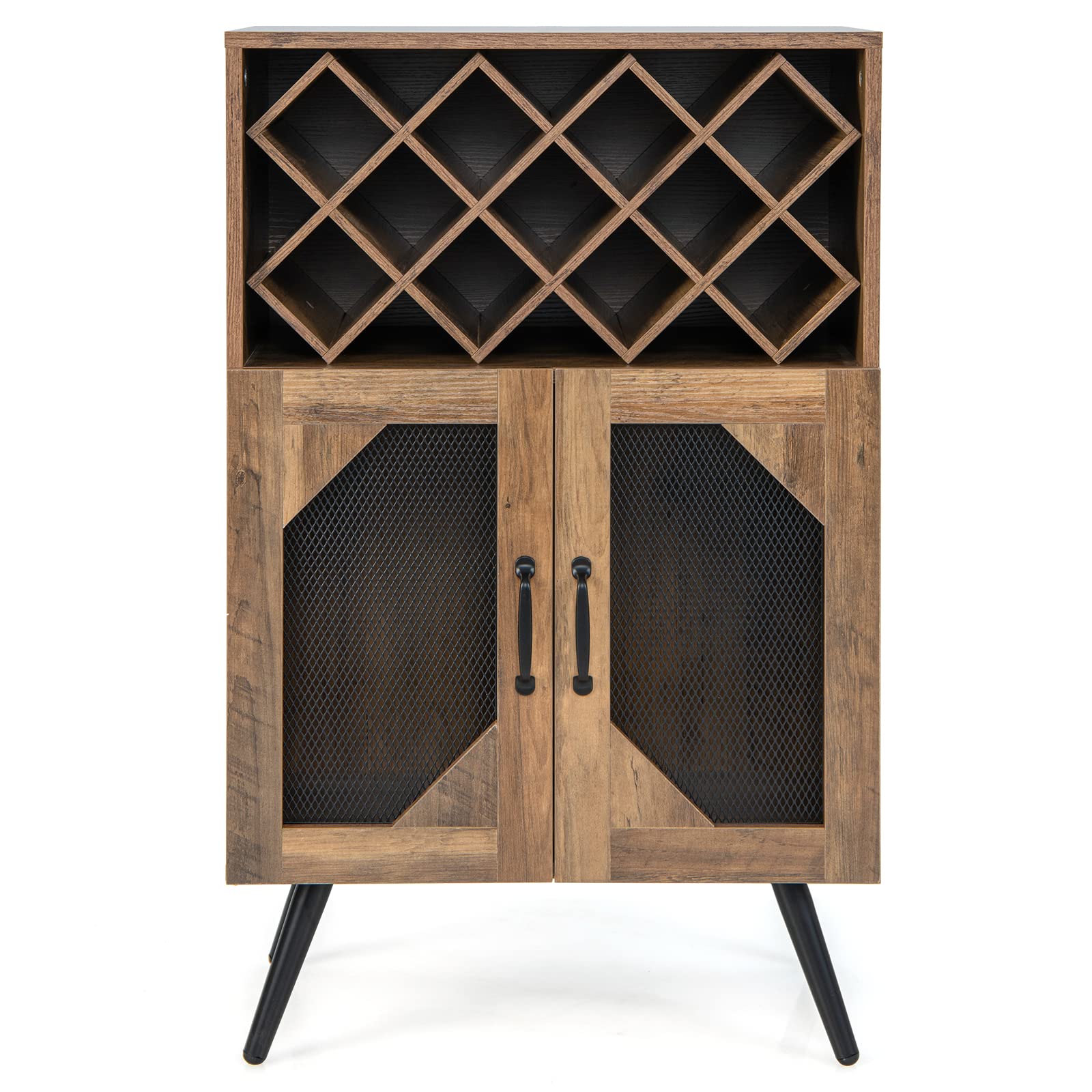 COSTWAY Cantinetta Portabottiglie in Legno con Portabottiglie Rimovibile