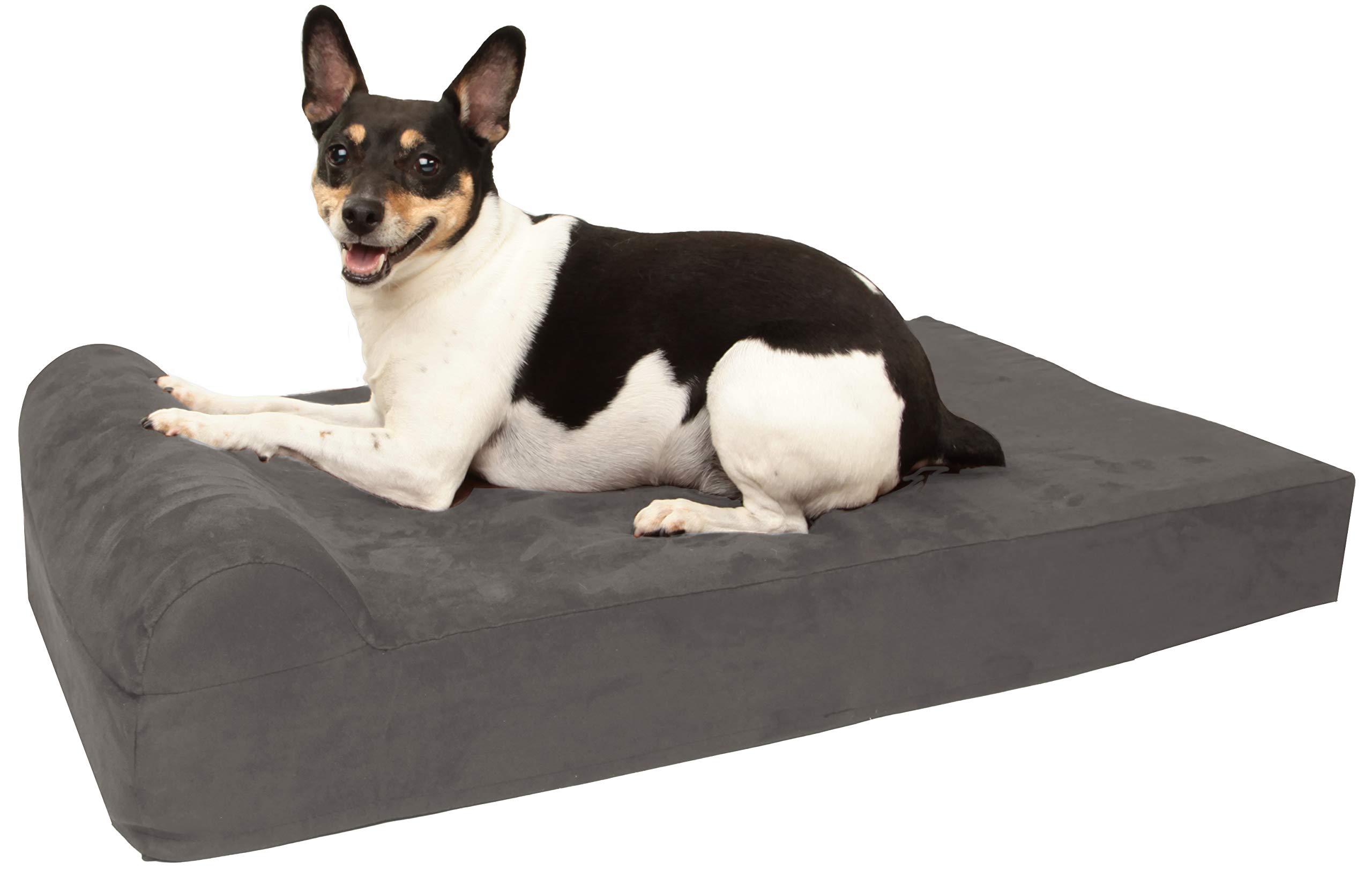 Big BarkerMini - 4" Pillow Top Orthopedic Dog Bed with Headrest for Small and Medium Sized Dogs 20-50 Pounds (Small (27 x 18), Charcoal Grey)