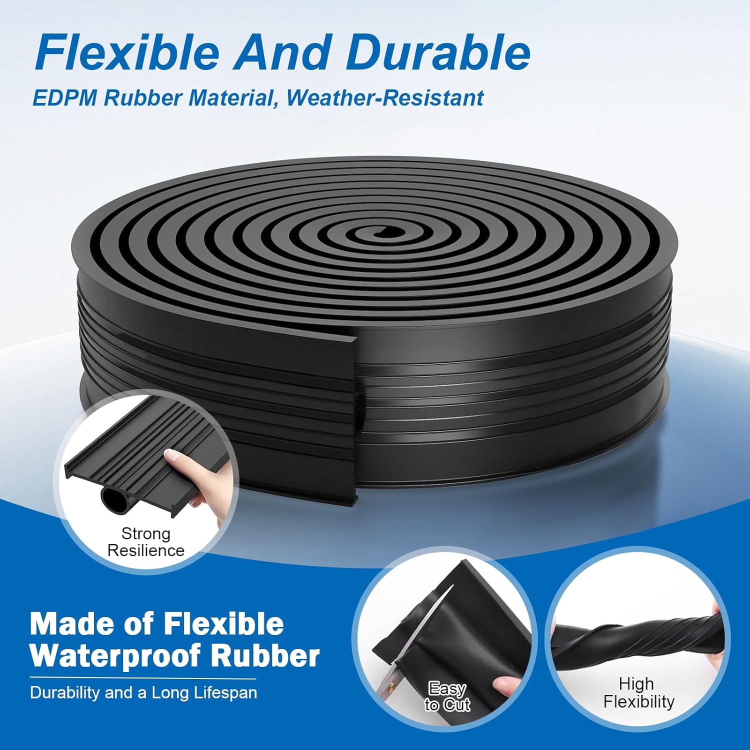 Garage Door Seals Bottom Rubber, High-Density EPDM Weatherproof Stripping Kit with 16.5Ft 5/16" T-Ends, U+O Ring Door Threshold Universal Seal - Easy Installation, Pest & Dust Protection (Black)