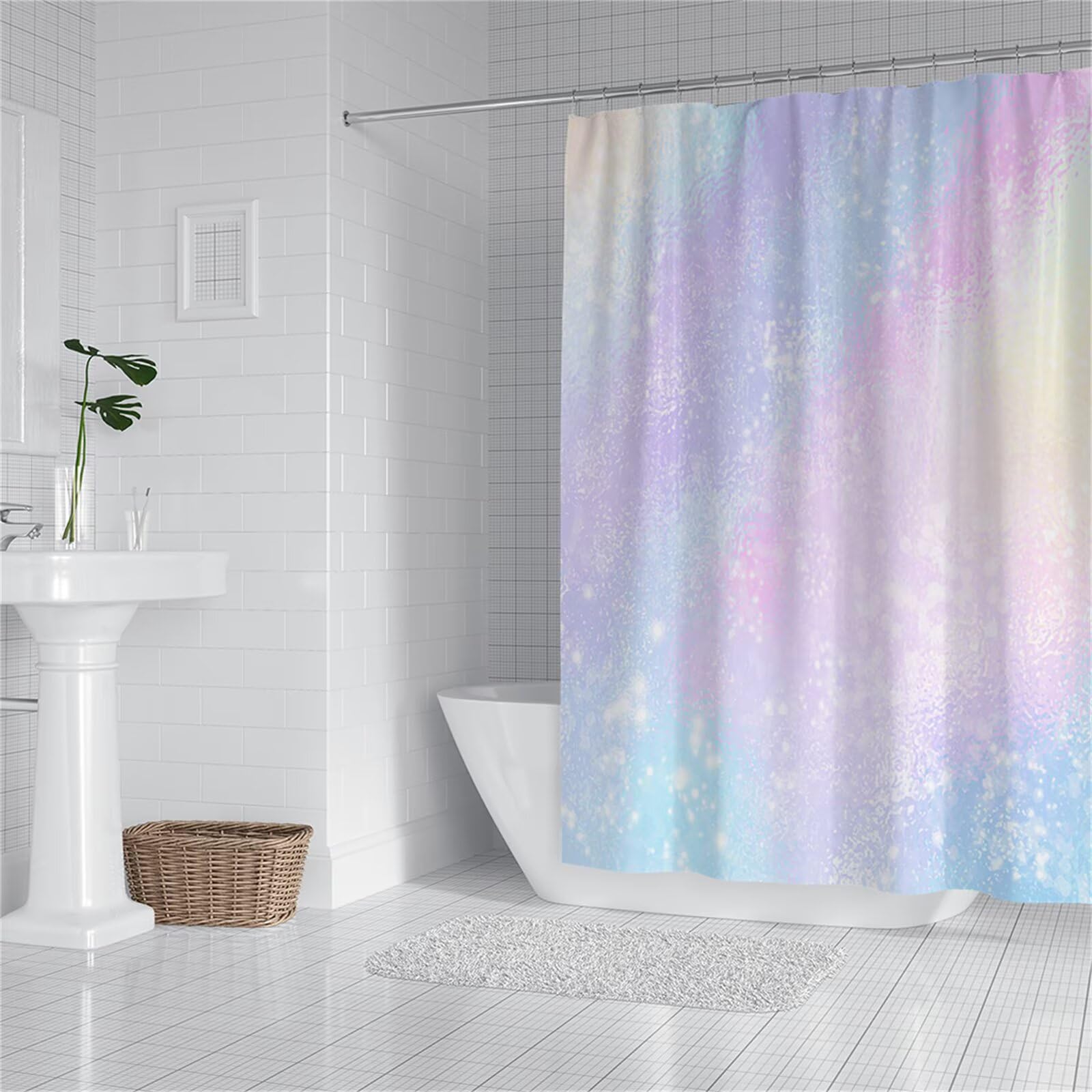 Rideau baignoire rose 120 cm pour une décoration de salle de bain