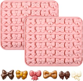 2PCS Silicone Mini Bow Molds, 36-Cavity Bow Chocolate Fondant Mold Bowknot Cake Mold for Candy, Jelly, Cookie, Sugar Craft, Pastry, Cupcake Topper, Cake Decorating