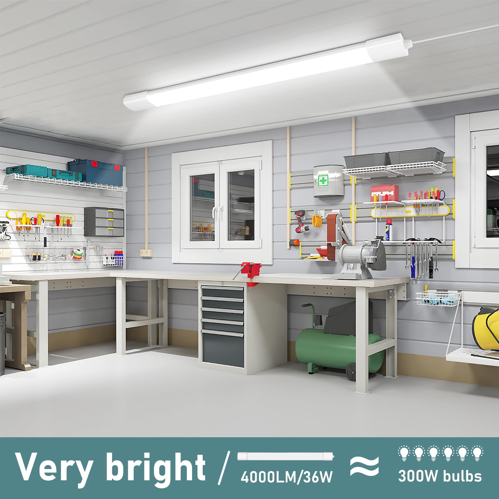 Neon LED 120 CM, 36W 4000LM Reglette 120 cm, IP65 Tube, 4000K neutre blanc Néon 120CM, Connectable, Eclairage Garage, Lampe Fluorescente LED étanche