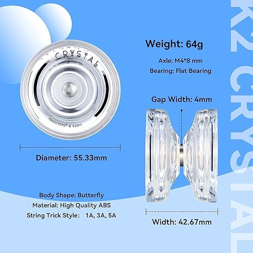 Vista 8 de MAGICYOYO Yoyos de doble propósito, paquete de 2, Yoyo de metal N11 y plástico Yo Yo K2 Crystal White Responsive Yo Yos para niños principiantes