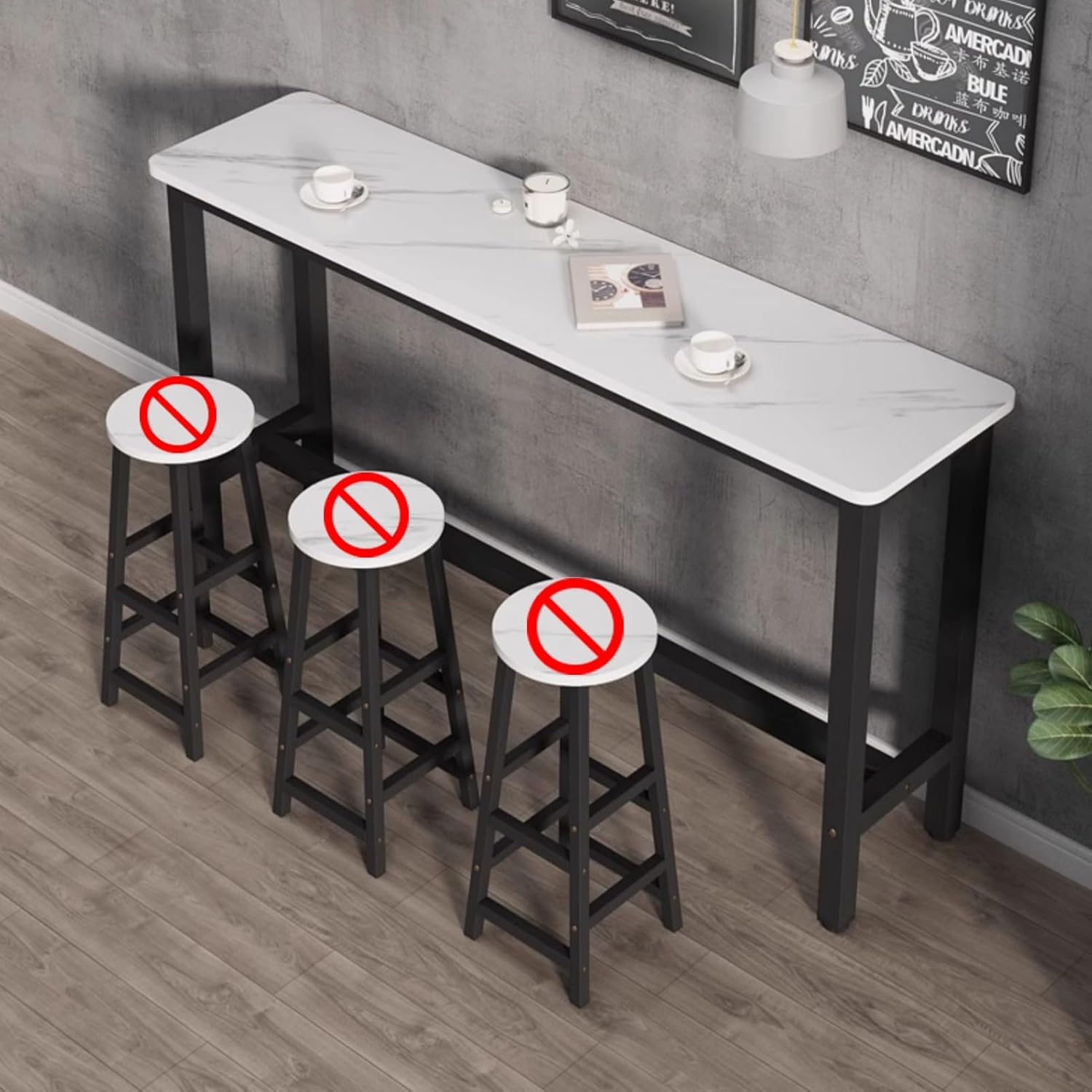 YVYKFZD Home Bar Table, Rectangle Bar Height Table, Industrial Dining Table with Metal Trestle Base, Narrow Farmhouse Breakfast Table Bistro Table, Table Only(Light Walnut,39.3"x15.7"x39.3")