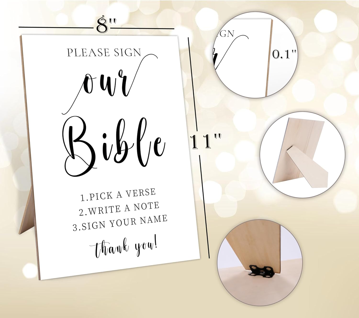 Please Sign Our Bible, Bible Guestbook Sign for Wedding, 8X11 Elegant Minimalist Style Wooden Sign, Bridal Shower Decorations, Wedding Reception Decor for Reception and Event Party,1 - Image 2