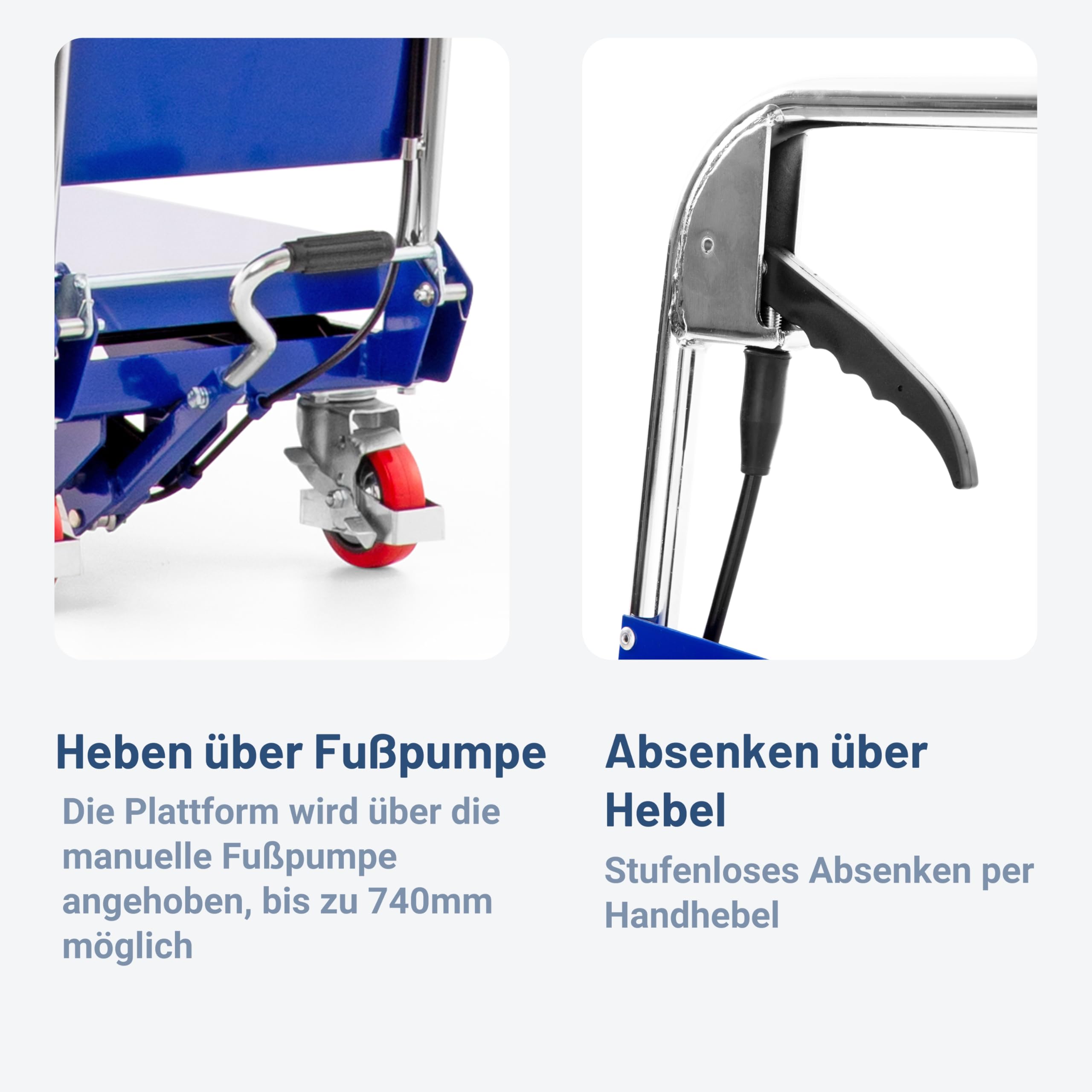 Pallit Hubtischwagen klappbar 150kg Tragkraft Höhenverstellbarer Scherenhubtisch Hebebühne 740mm Hubhöhe Hydraulisch