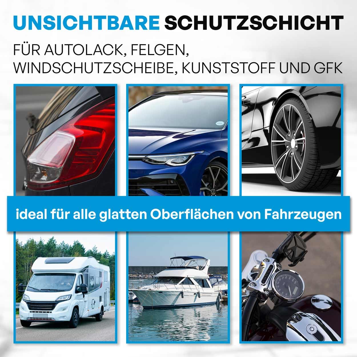 Nanotol Auto, Boot + Freizeit Set | Autopflege-Set mit Nanoversiegelung für Lack, GFK, Felgen | Set für 160 m² | für Wohnwagen, Boot, mehrere Fahrzeuge | inkl. Grundreiniger + Versiegelung