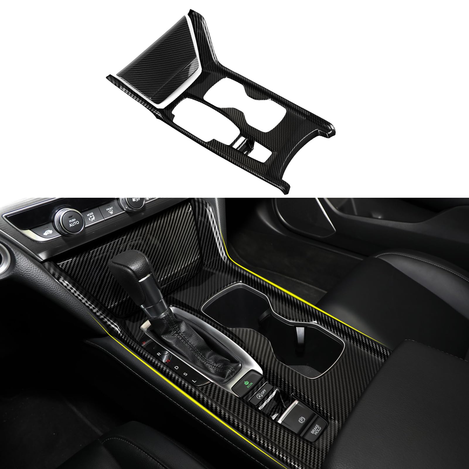 Car Gas Gear Shift Panel Decals for 2018-2022 Honda Accord 10th Gen Accessories ABS Carbon Fiber Stickers