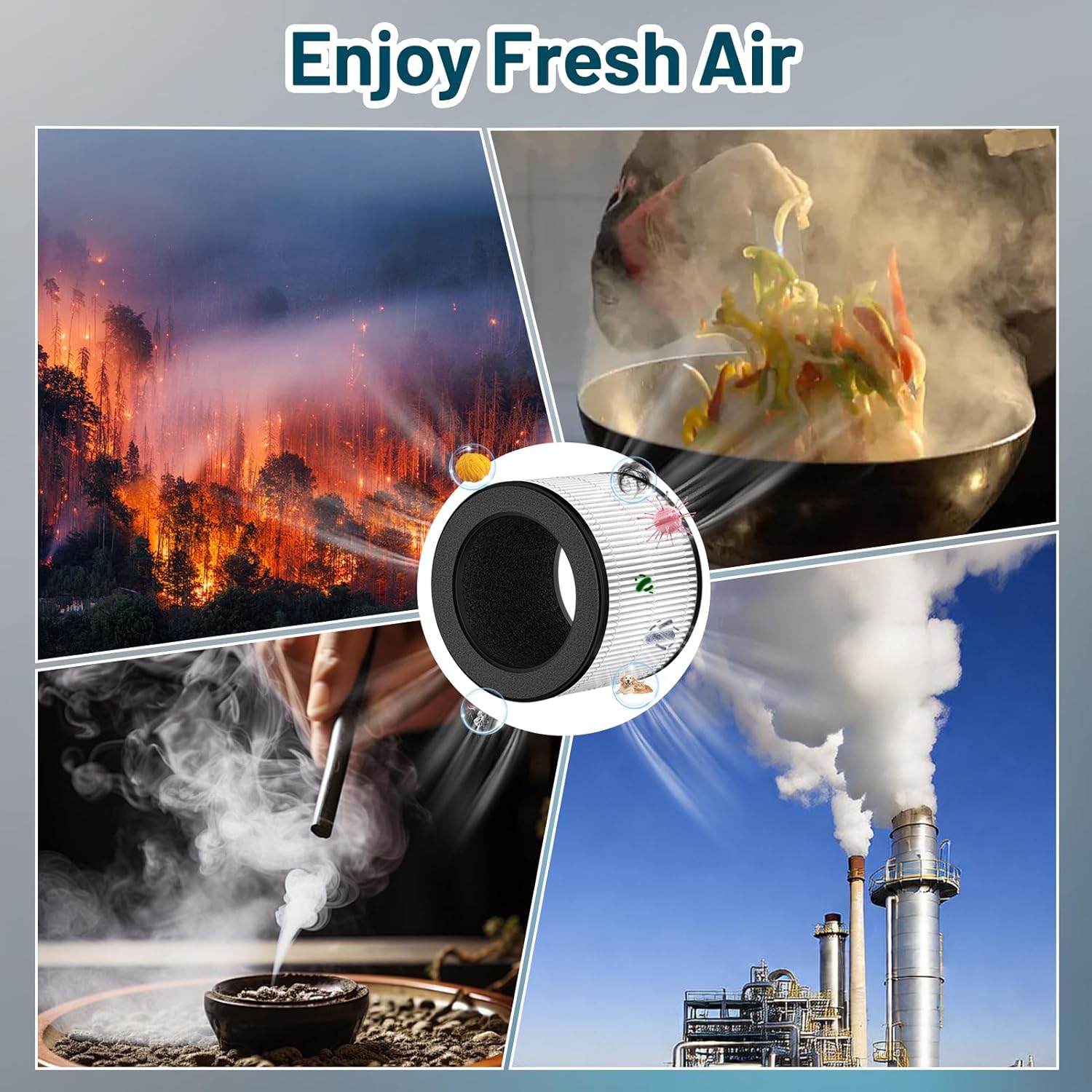 FFsign 100 Filter Replacement Compatible with Coway Airmega 100 Air Puri-Fier, 3-in-1 H13 True Hepa Filter, Deodorization Filter with Activated Carbon, 2 Pack - Image 4