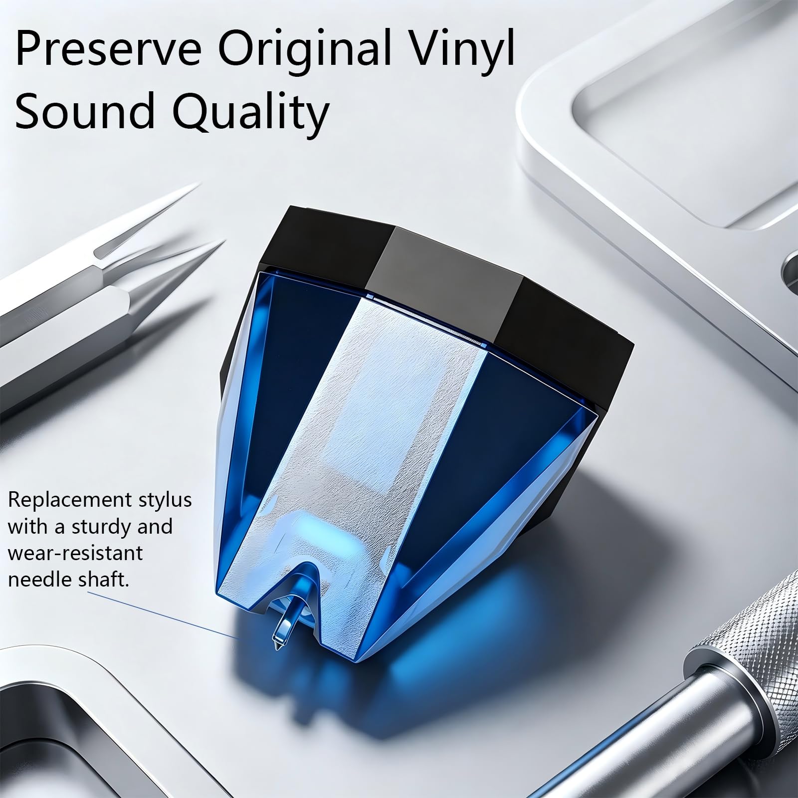 Aguja de repuesto para tocadiscos, compatible con cartucho de la serie 2M, lápiz capacitivo magnético móvil de alta fidelidad con protector protector, azul