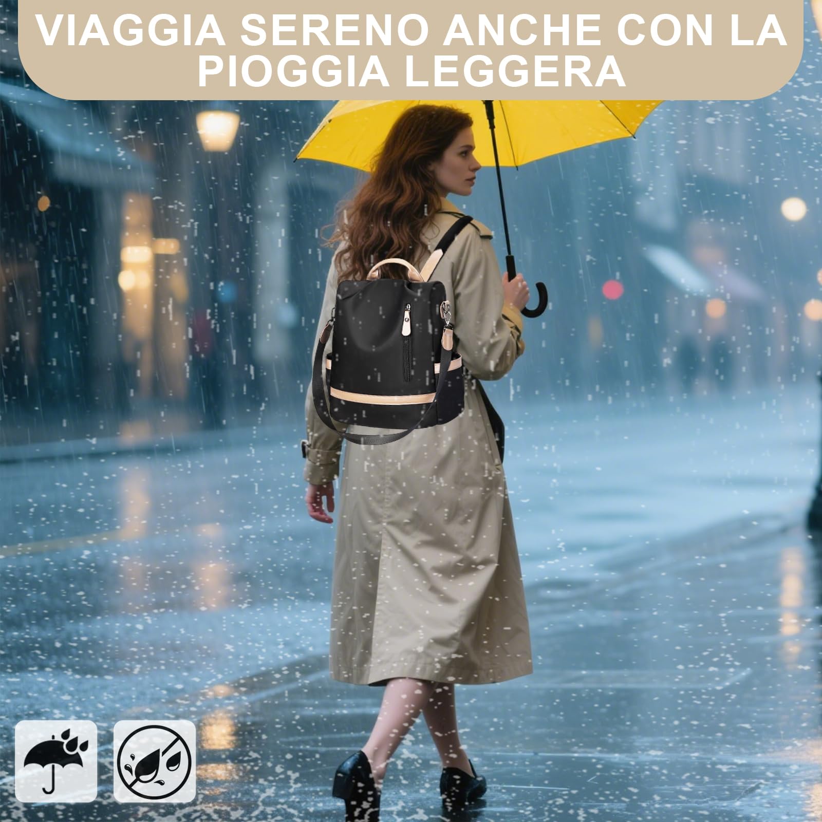 Eshow Zaino Donna Antifurto, Zainetto Casual 3 in 1, Borsa Zaini per Viaggio Scuola Lavoro Shopping e Università
