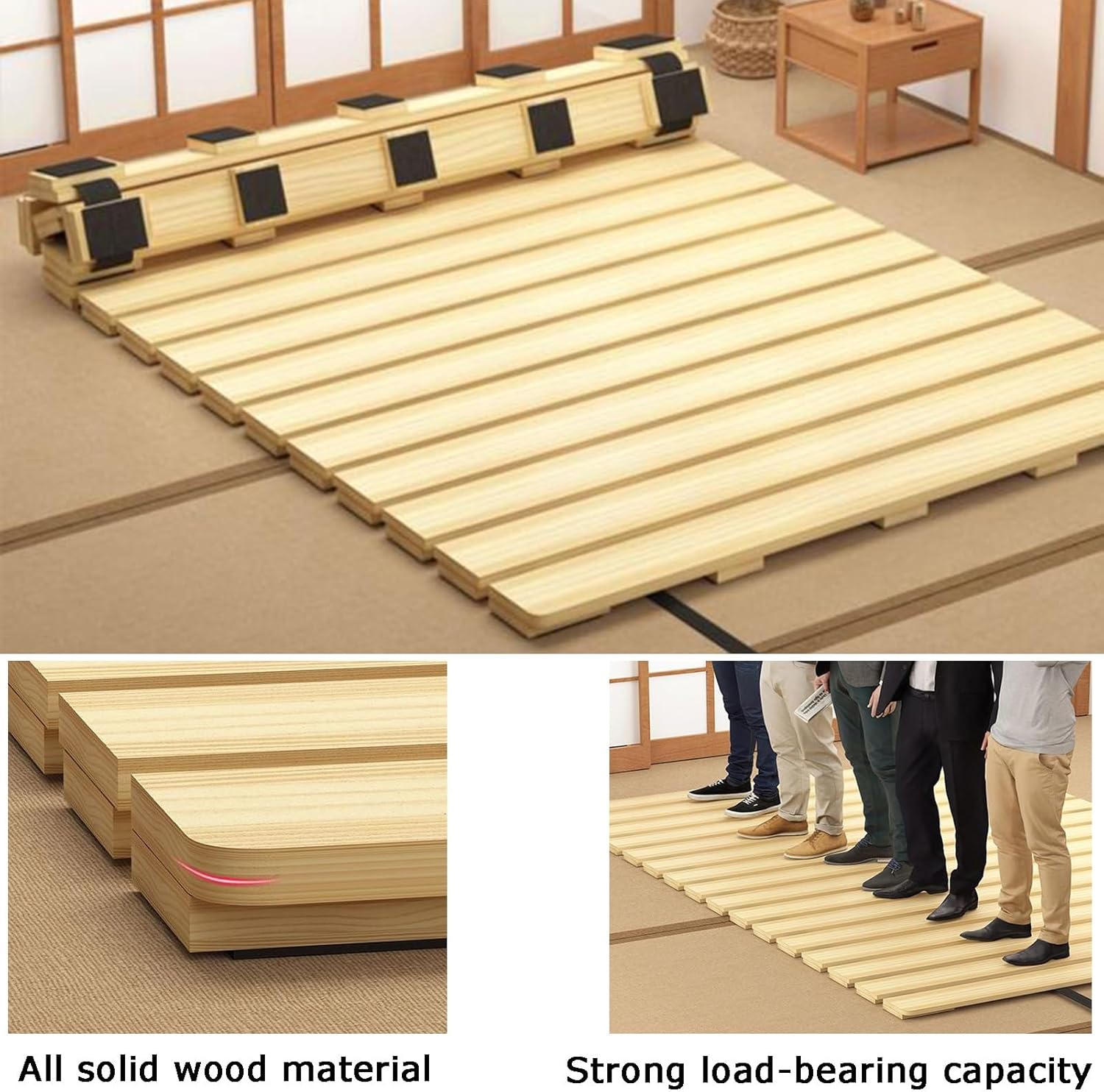 Fold Rollable Hard Bed Board, Wooden Breathable Bed Slats Waist Protector Board Hard Bed Support Board for Dorm Loft RV Floor(24X47IN)