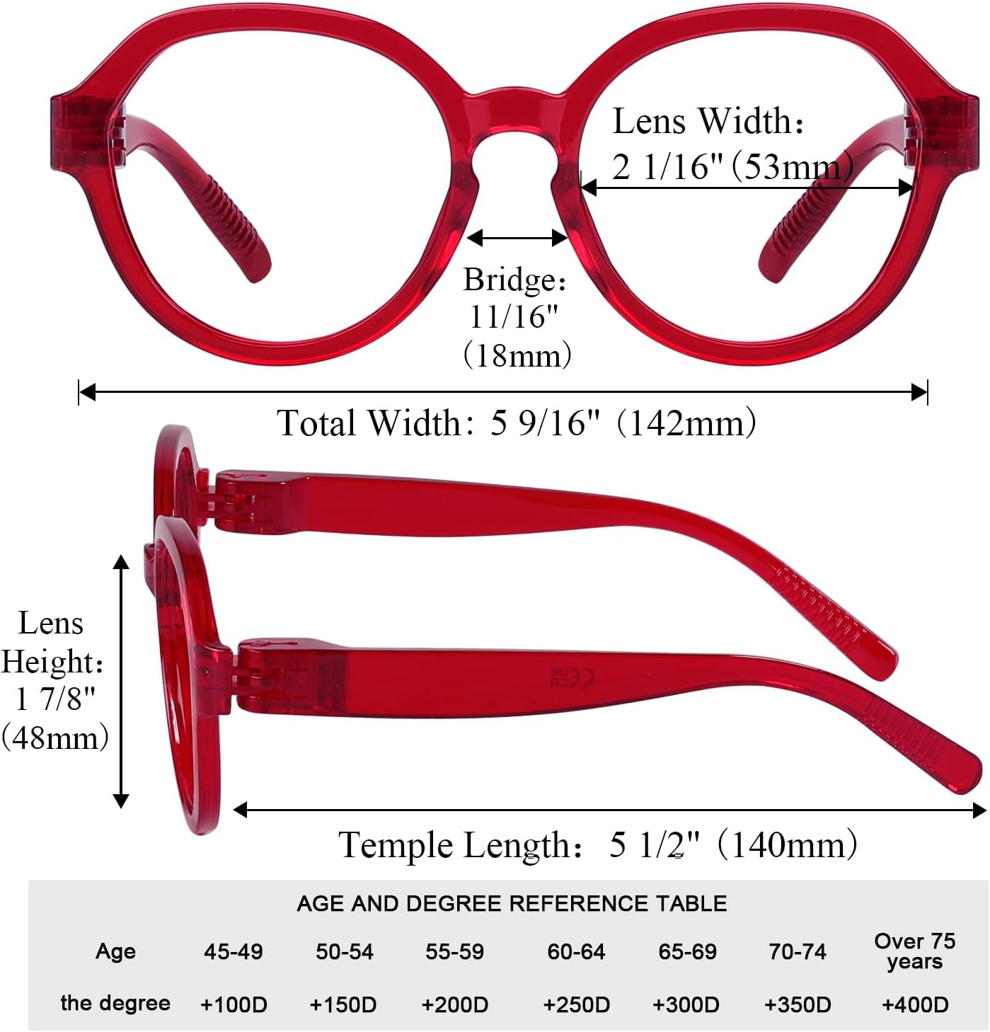 LUR Oversized Metalless Screwless Readers for Women Spring Hinges 6 Pack Ladies Reading Glasses +1.25