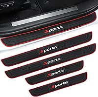SINGARO Universal Car Door Sill Guards 4PCS Rubber Threshold Protectors Scratch-Resistant for SUV Sedan Sport Black Red