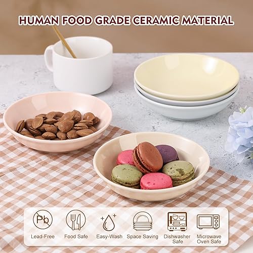 Miniatura 5 de Juego de cuencos de cerámica para gatos  Cuencos coloridos para gatos con alfombrilla antideslizante  Cuenco ancho y poco profundo para gatos