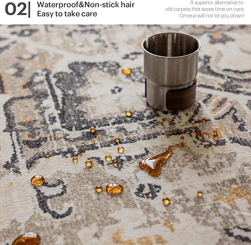 Miniatura 3 de OMERAI Alfombra de área de 4 x 6 pies para dormitorio, alfombra lavable para sala de estar, cocina, comedor, antideslizante, decoración del hogar,