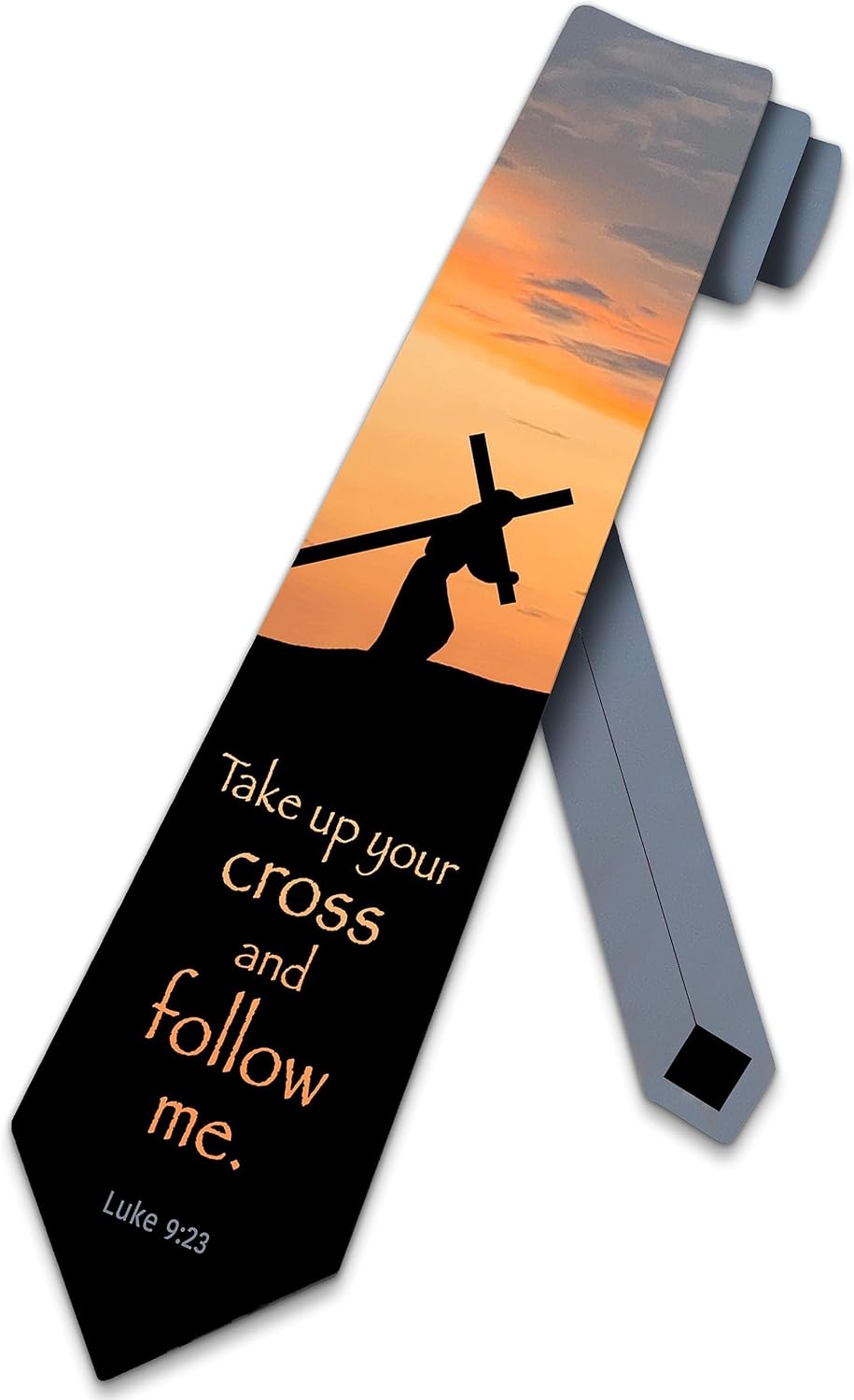 Three Rooker Religious Ties Mens Bible Verse Necktie Christian Necktie for Men Luke 9:23 Tie