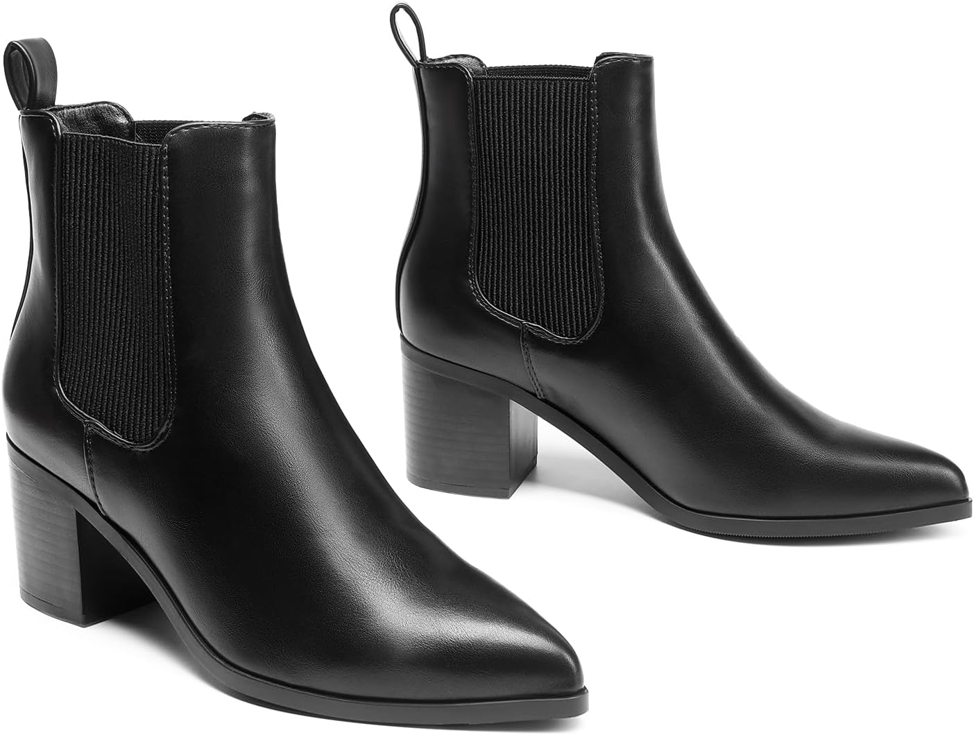 DREAM PAIRS Women's Retro Elastic Chelsea Ankle Boots Fashion Low Chunky Block Heel Pointed Toe Fall Heeled Booties Shoes - Image 7