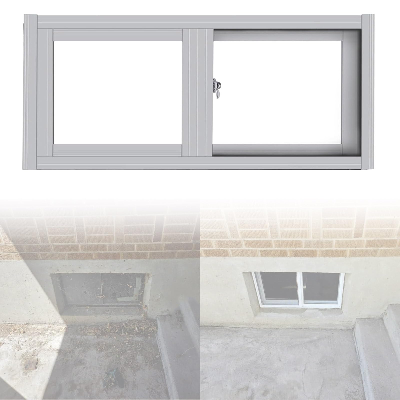 SWENJAMZ Basement Window 31x12 Aluminum Alloy Frame