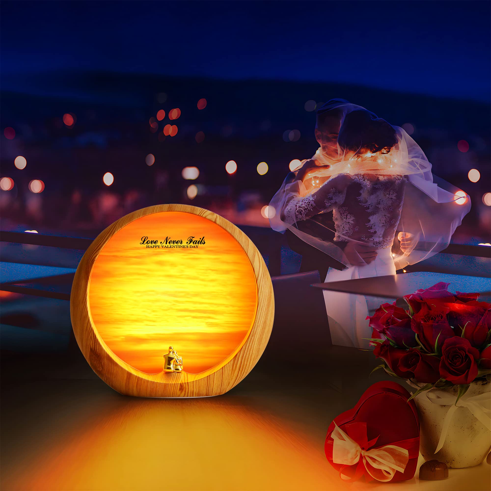 mamre Lampada al Tramonto Dorata Decorazioni Per La Casa Lampada da Tavolo Regali Per Anniversario di Matrimonio San Valentino Festa Della Mamma Compleanno