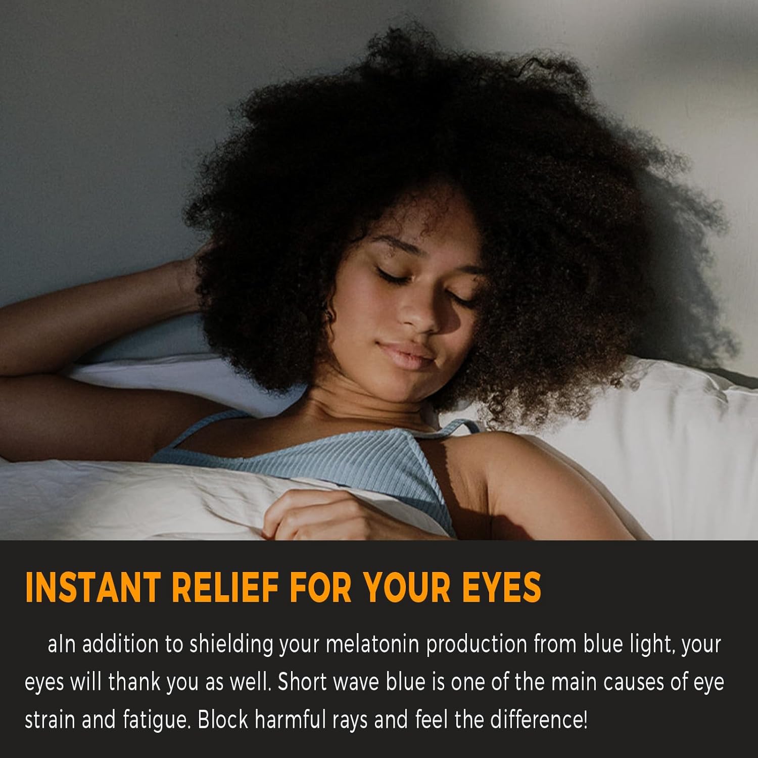 Fit Over 100% Blue Light Blocking Glasses for Sleep - Amber Nighttime Eyewear, Wraparound Sleep Glasses, Anti-Blue Blocking Computer Gaming Glasses for Men Women, Black - Image 5