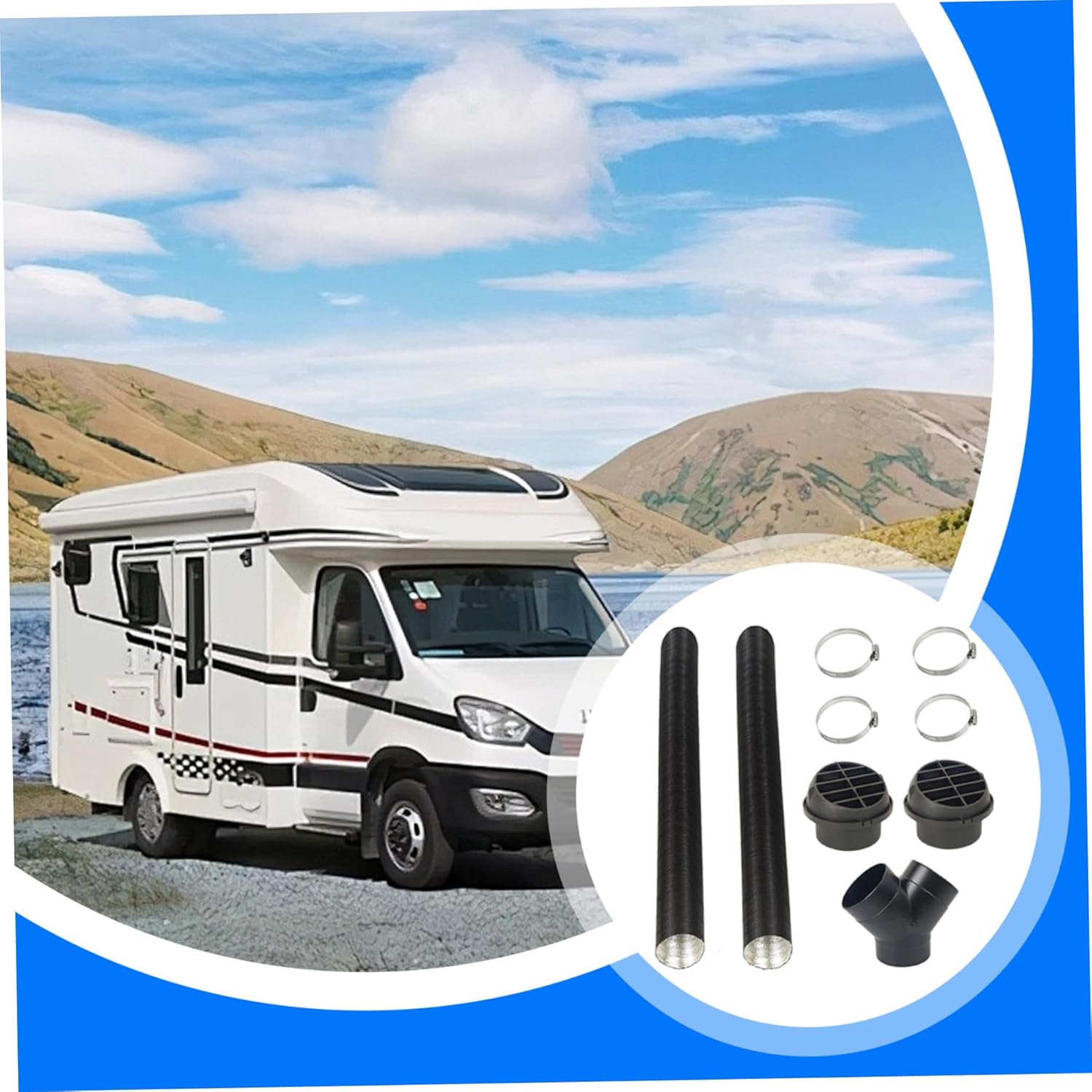 Diesel Heating Duct Pipe 9pcs/set 75 mm Extendable Cars Diesel Heating Concourage Ventilation Hot Air Vent